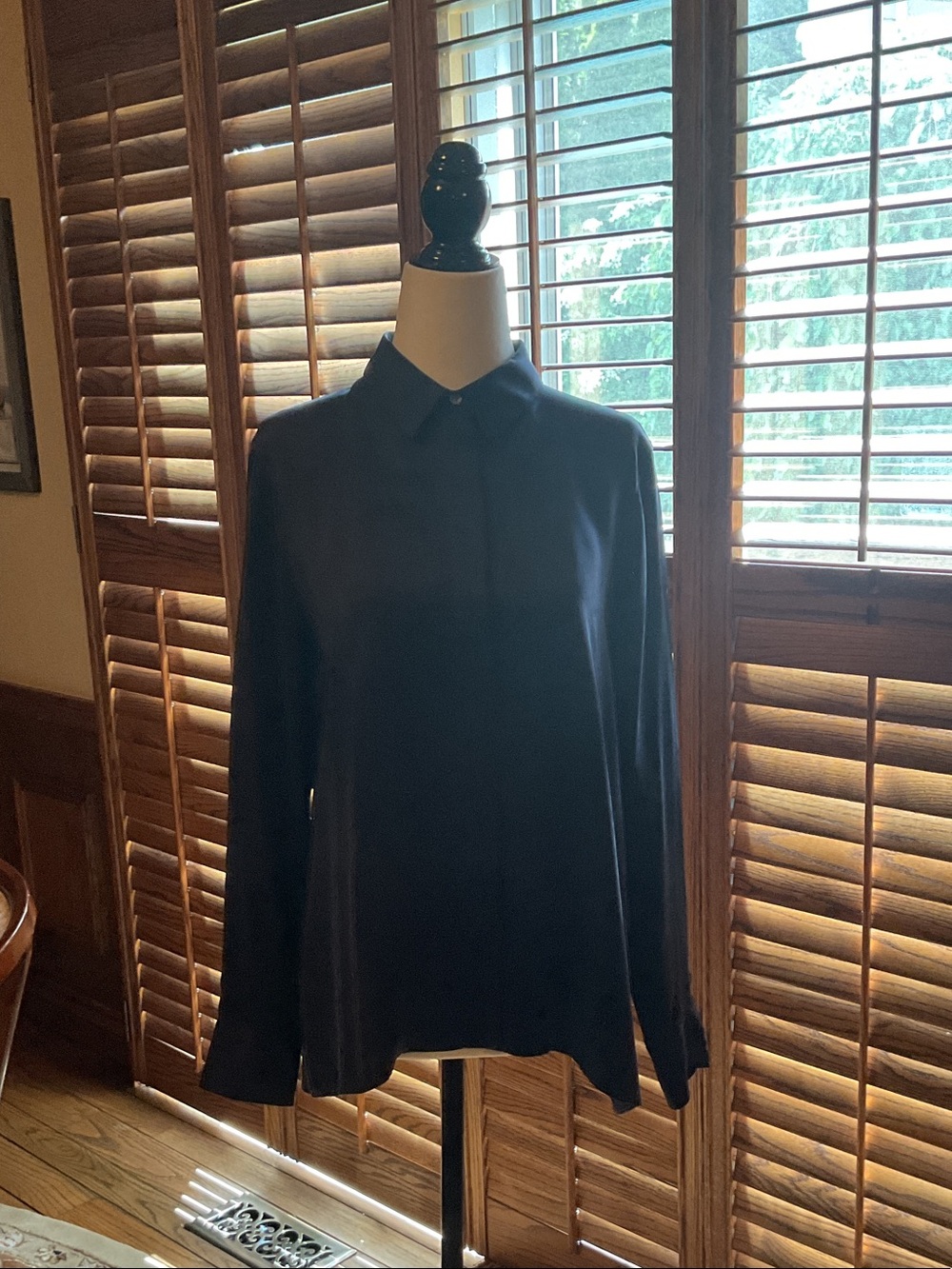 Club Monaco Navy Scarf Collar Top